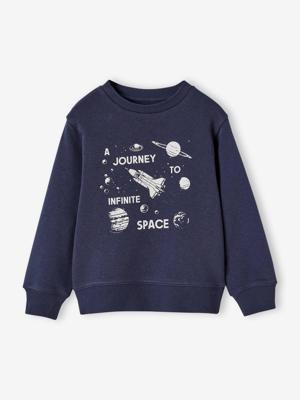 Sweater met ronde hals en geplaatste print voor jongens nachtblauw