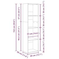 Boekenkast 40x30x152 cm bewerkt hout grijs sonoma eikenkleurig - thumbnail