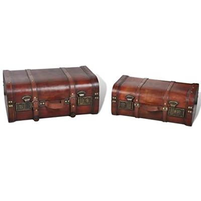 Schatkist vintage-stijl hout bruin 2 st