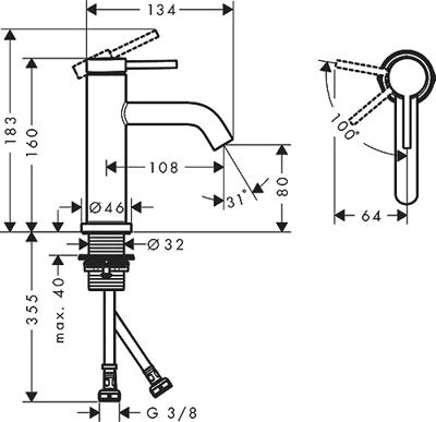 Hansgrohe Tecturis Wastafelmengkraan - coolstart -10.8cm uitloop - geborsteld brons 73301140 - thumbnail