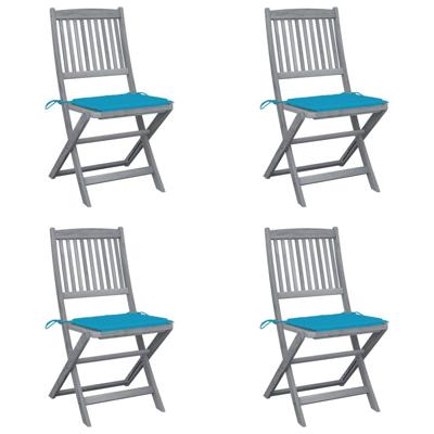 Tuinstoelen 4 st inklapbaar met kussens massief acaciahout