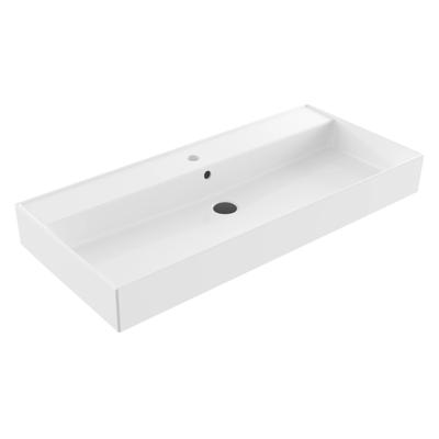 Wastafel Sanilux Edge Keramiek 100 1 Kraangat Glans Wit Wastafel Sanilux Edge Keramiek 100 1 Kraangat Glans Wit