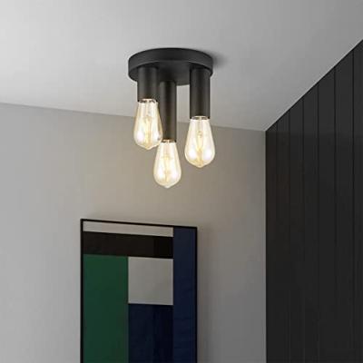 Moderne LED Plafondlamp Marna - Zwart - Rond - 19/19/16.5cm - geschikt voor E27 fitting - 3 lichts Plafondlamp gemaakt van metaal