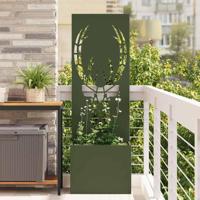 VidaXL Tuin privacy screen olijfgroen 50 x 140 cm koudgewalst staal - thumbnail