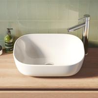 Brauer Wind Waskom - Rechthoekig Afgerond - 49 cm - Keramiek - Hoogglans - Wit - thumbnail