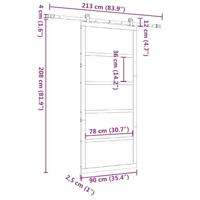Schuifdeur Bruin 90 x 208 cm Massief grenenhout - thumbnail