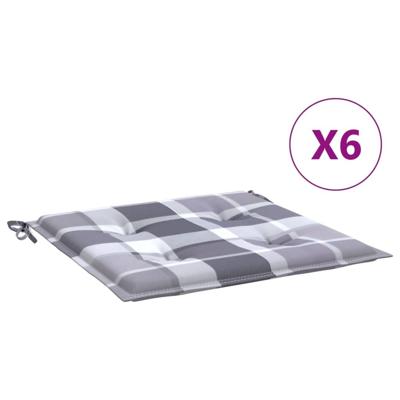 VidaXL Tuinstoelkussens 6 st 40x40x4 cm oxford stof ruitpatroon grijs VidaXL Tuinstoelkussens 6 st 40x40x4 cm oxford stof ruitpatroon grijs