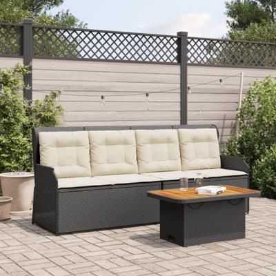 3-delige Loungeset met kussens poly rattan zwart 3-delige Loungeset met kussens poly rattan zwart