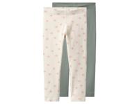 lupilu Set van 2 kinder leggings (Wit/groen, 122/128) - thumbnail