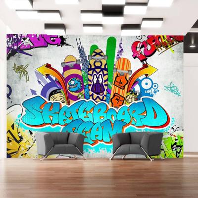 Fotobehang - Skateboard team - Graffiti