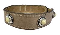 Sazzz halsband hond boho treasure stone vintage leer beige - thumbnail