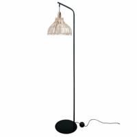 Vloerlamp DKD Home Decor Zwart Metaal Bruin Rotan (40 x 40 x 160 cm) - thumbnail