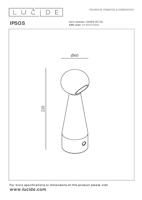 Lucide IPSOS - Oplaadbare Tafellamp - Accu/Batterij - LED Dimb. - 1x3W 2700K - Zwart - thumbnail