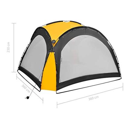 VidaXL Partytent met led en 4 zijwanden 3,6x3,6x2,3 m geel