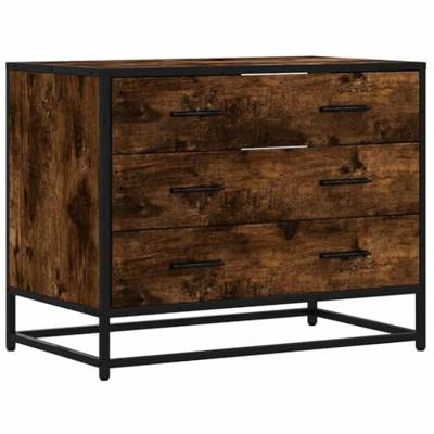 Ladekast 70x41x56 cm bewerkt hout gerookt eikenkleurig Ladekast 70x41x56 cm bewerkt hout gerookt eikenkleurig