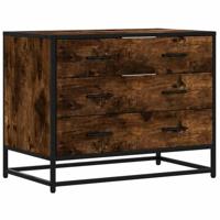 Ladekast 70x41x56 cm bewerkt hout gerookt eikenkleurig - thumbnail