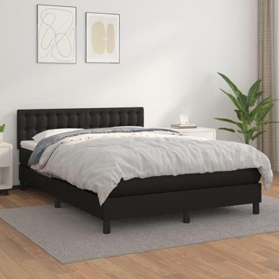 Boxspring met matras kunstleer zwart 140x190 cm