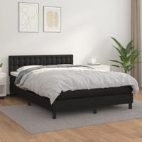 Boxspring met matras kunstleer zwart 140x190 cm - thumbnail