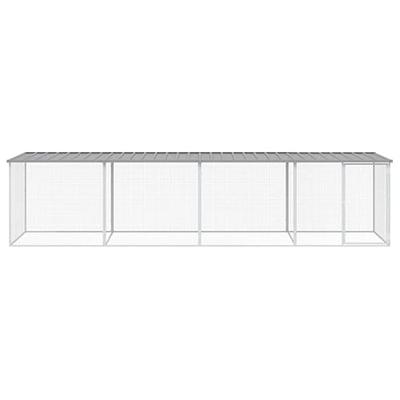 Kippenhok met dak 403x98x90 cm gegalvaniseerd staal lichtgrijs