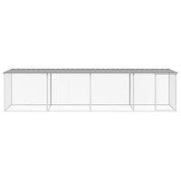 Kippenhok met dak 403x98x90 cm gegalvaniseerd staal lichtgrijs - thumbnail