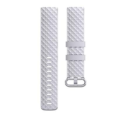 Fitbit Charge 3 & 4 siliconen diamant pattern bandje - Maat: Small - Zilver