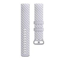 Fitbit Charge 3 & 4 siliconen diamant pattern bandje - Maat: Small - Zilver - thumbnail