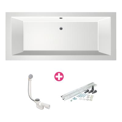 Ligbad Xenz Society | Inbouw | 175x80 cm | Incl.Badafvoer | Met overloop | Acryl | Glans wit