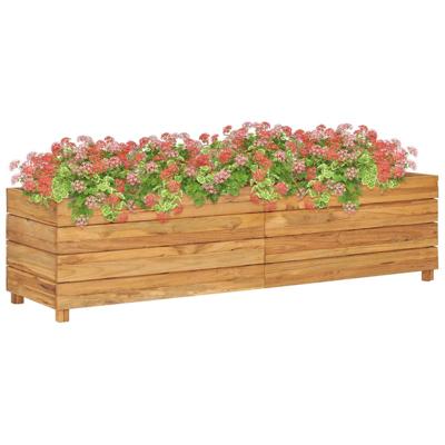 VidaXL Plantenbak verhoogd 150x40x38 cm gerecycled teakhout en staal