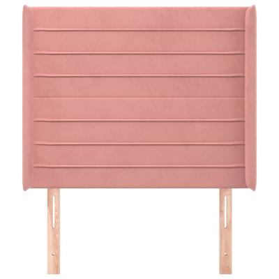 Hoofdbord met randen 163x16x118/128 cm fluweel roze