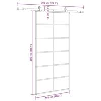 Schuifdeur met beslagset 102x205 cm ESG glas zwart - thumbnail