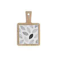 Snackdienblad DKD Home Decor Wit/Zwart Bamboe Keramiek Lakens Cottage 18 x 12 x 1 cm - thumbnail