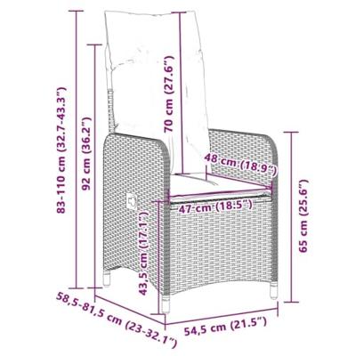 9-delige Bistroset met kussens poly rattan beige