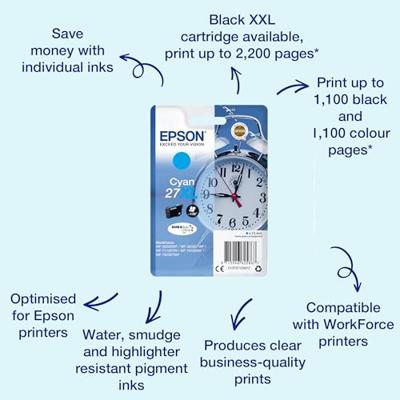 Epson Inktcartridge 27XL Origineel Cyaan C 13 T 27124012