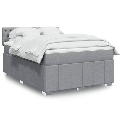 Boxspring met matras stof lichtgrijs 140x190 cm