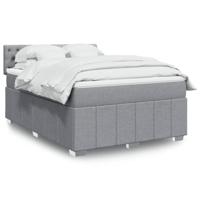 Boxspring met matras stof lichtgrijs 140x190 cm - thumbnail