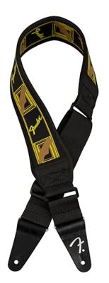 Fender Swell Neoprene Logo Strap Black-Yellow-Brown Mono gitaarband