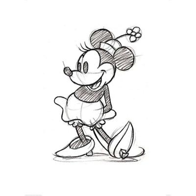 Kunstdruk Minnie Mouse - Sketched Single 60x80cm