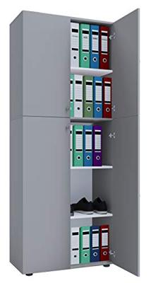 VCM Kantoorkast Lona (Openslaande deuren, Grijs, XXl)