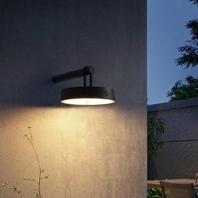 Draadloze Oplaadbare LED wandlamp - Binnen & Buiten - Dimbaar - ø19 x 8.75 cm - Warmwit licht - 3000mAh - Zwart
