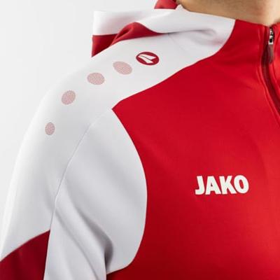 JAKO 6770 Sweater Met Kap Dynamic - Rood/Wit/Donkerrood - L