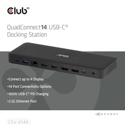 club3D CSV-2540 USB-C dockingstation Geïntegreerde kaartlezer, USB-C Power Delivery club3D CSV-2540 USB-C dockingstation Geïntegreerde kaartlezer, USB-C Power Delivery