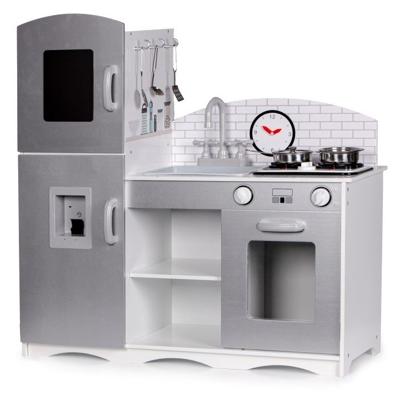 Viking Choice  Houten kinderkeuken zilvergrijs XXL 82x30x86 cm met kookgerei