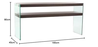 Wandtafel DKD Home Decor Bruin Transparant Kristal Walnoot Hout MDF 160 x 45 x 80 cm