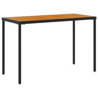 Tuintafel met acaciahouten blad 115x54x74 cm poly rattan zwart - thumbnail