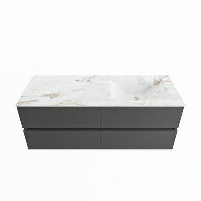 MONDIAZ VICA-DLUX 130cm badmeubel onderkast Dark grey 4 lades. Inbouw wastafel CLOUD rechts zonder kraangat, kleur Frappe. MONDIAZ VICA-DLUX 130cm badmeubel onderkast Dark grey 4 lades. Inbouw wastafel CLOUD rechts zonder kraangat, kleur Frappe.