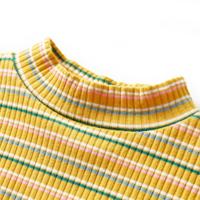 Kindershirt met lange mouwen lage col 92 gestreept okerkleurig - thumbnail