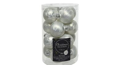 Kerstballen glas mat 35mm wit ijslak Kerst Decoris - Decoris