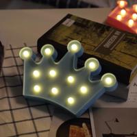 Creatieve Kroonvorm warm wit LED decoratie licht 2 x AA batterijen Powered partij Festival tafel bruiloft lamp nachtlampje (blauw) - thumbnail
