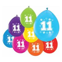 Globos Ballonnen 2-zijdig geprint cijfer 11, 8st. - thumbnail