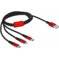 DeLOCK 86709 USB-kabel 1 m USB 2.0 USB A USB C/Lightning Zwart, Rood - thumbnail